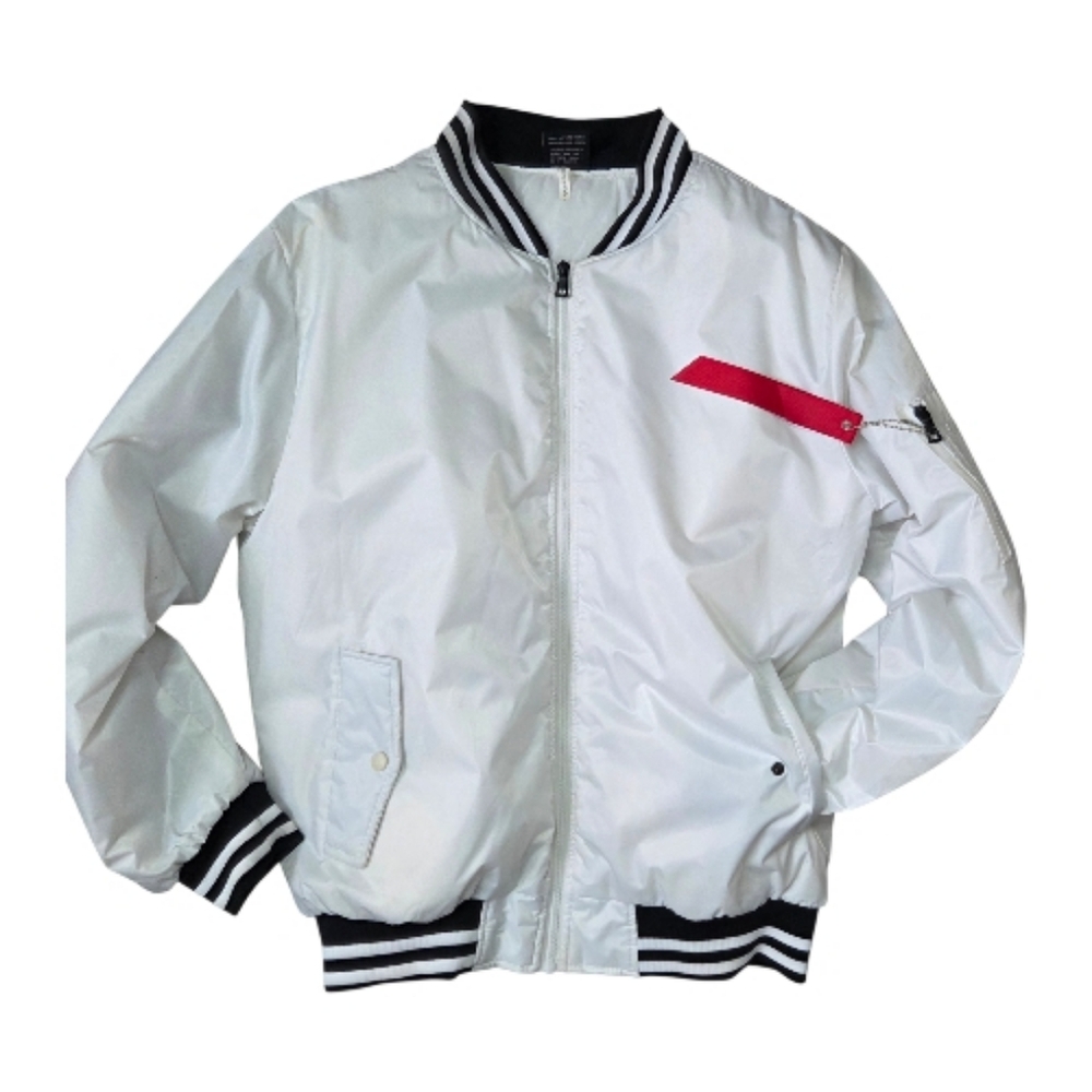 Original Deluxe White Bomber Varsity Jacket Unisex Size Large NEW